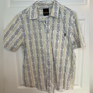 Prana Men's Casual Shirt with White and Yellow Stripes